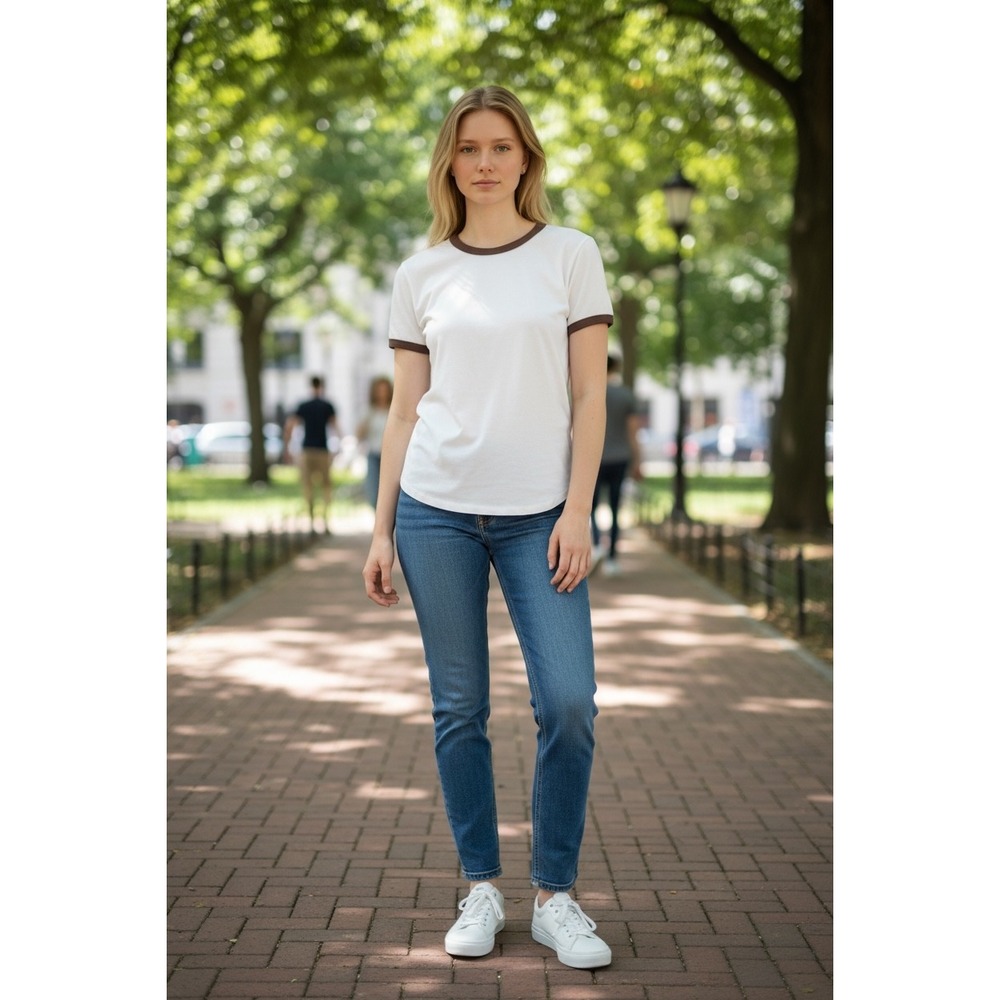 Full Tilt Cream and Brown Ringer Tee